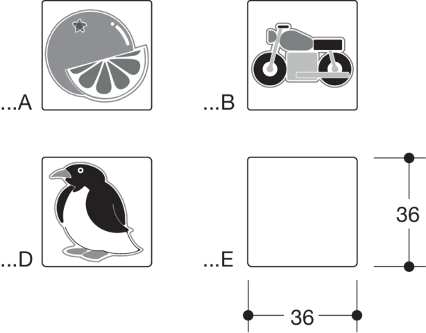 Piktogrammbogen 25 Motive, Serie Natur, 36x36mm