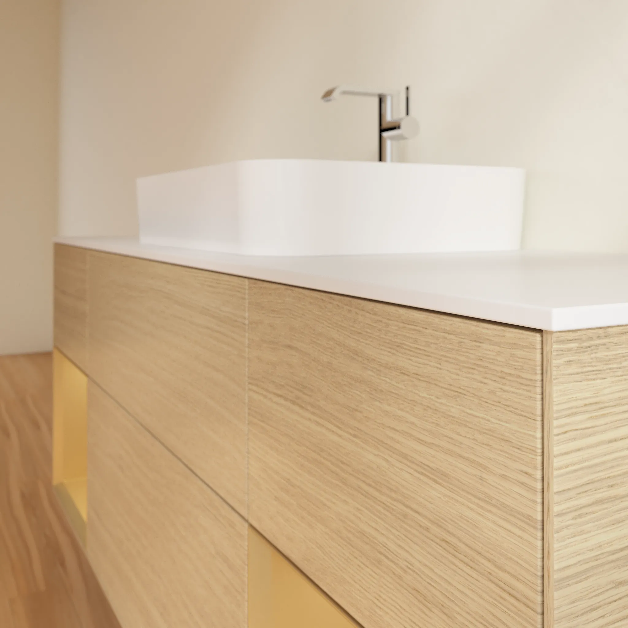 Villeroy & Boch Waschtischunterschrank „Finion“ für Schrankwaschtisch 1600 × 603 × 501 mm Oak Veneer, für Becken mittig