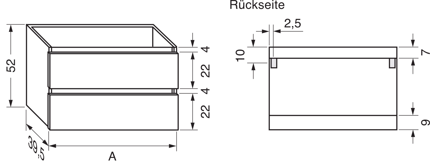 repaBAD Waschtischunterschrank „Base 40“ 1200 × 520 × 400 mm in Eiche Shadow repaBAD Waschtischunterschrank „Base 40“ 1200 × 520 × 400 mm in Eiche Shadow