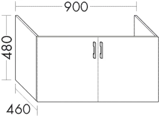 Waschtischunterschrank Sys30 von burgbad - 900 mm breit, 480 mm hoch, 460 mm tief, 2 Türen Waschtischunterschrank Sys30 von burgbad - 900 mm breit, 480 mm hoch, 460 mm tief, 2 Türen