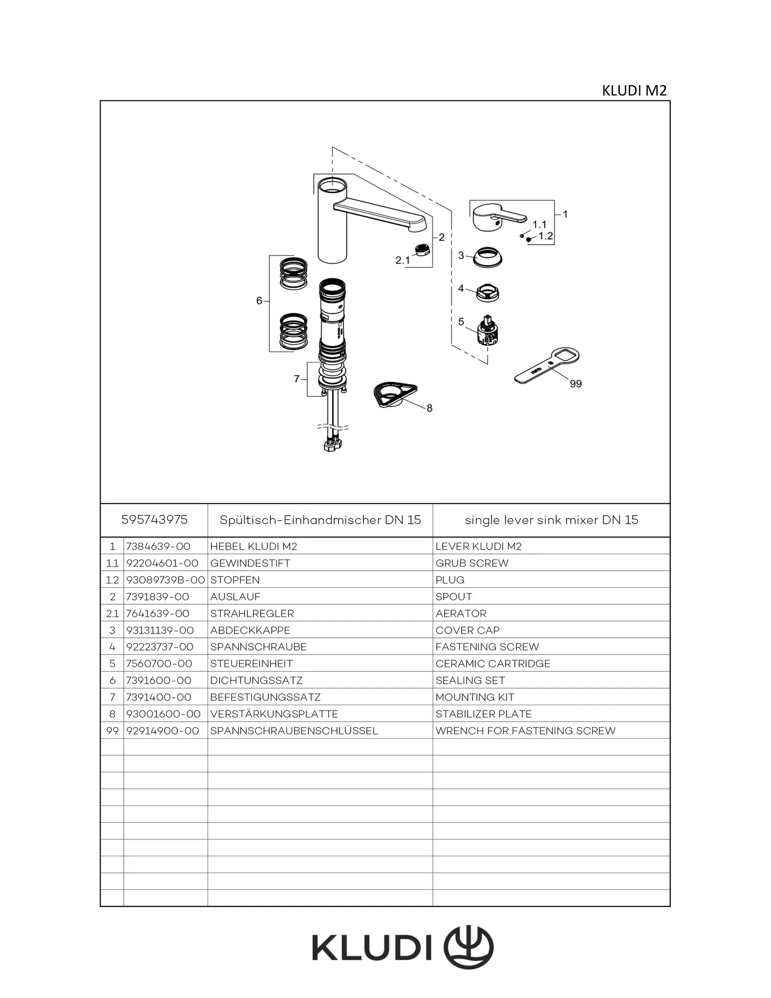 M2 Spültisch-EHM DN 15 chrom