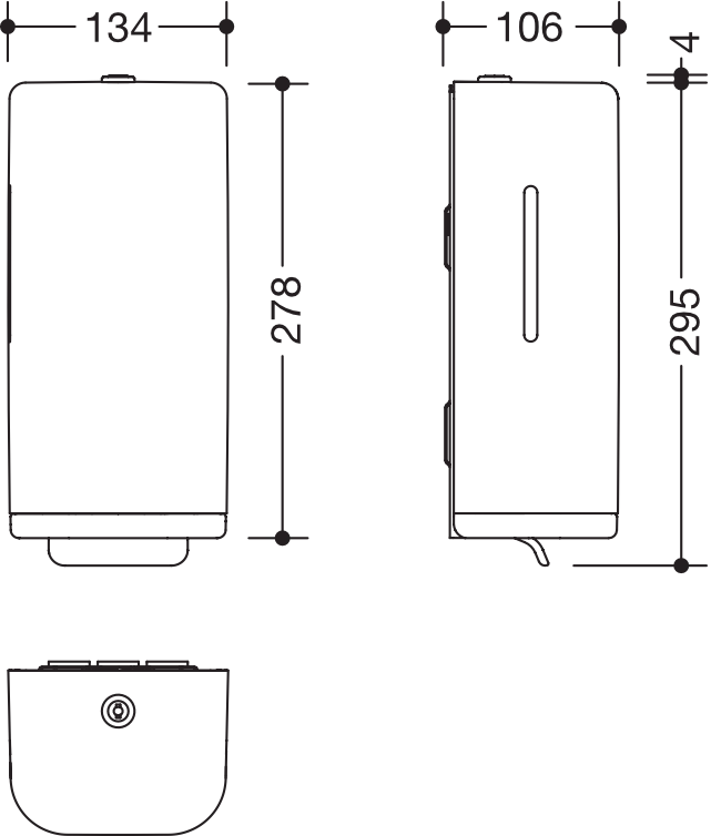 Seifenspender, Polyamid in Farbe 90, Füllmenge 600 ml, Breite 134 mm, Höhe 278 mm, Tiefe 106 mm, in Farbe 90 (Tiefschwarz)