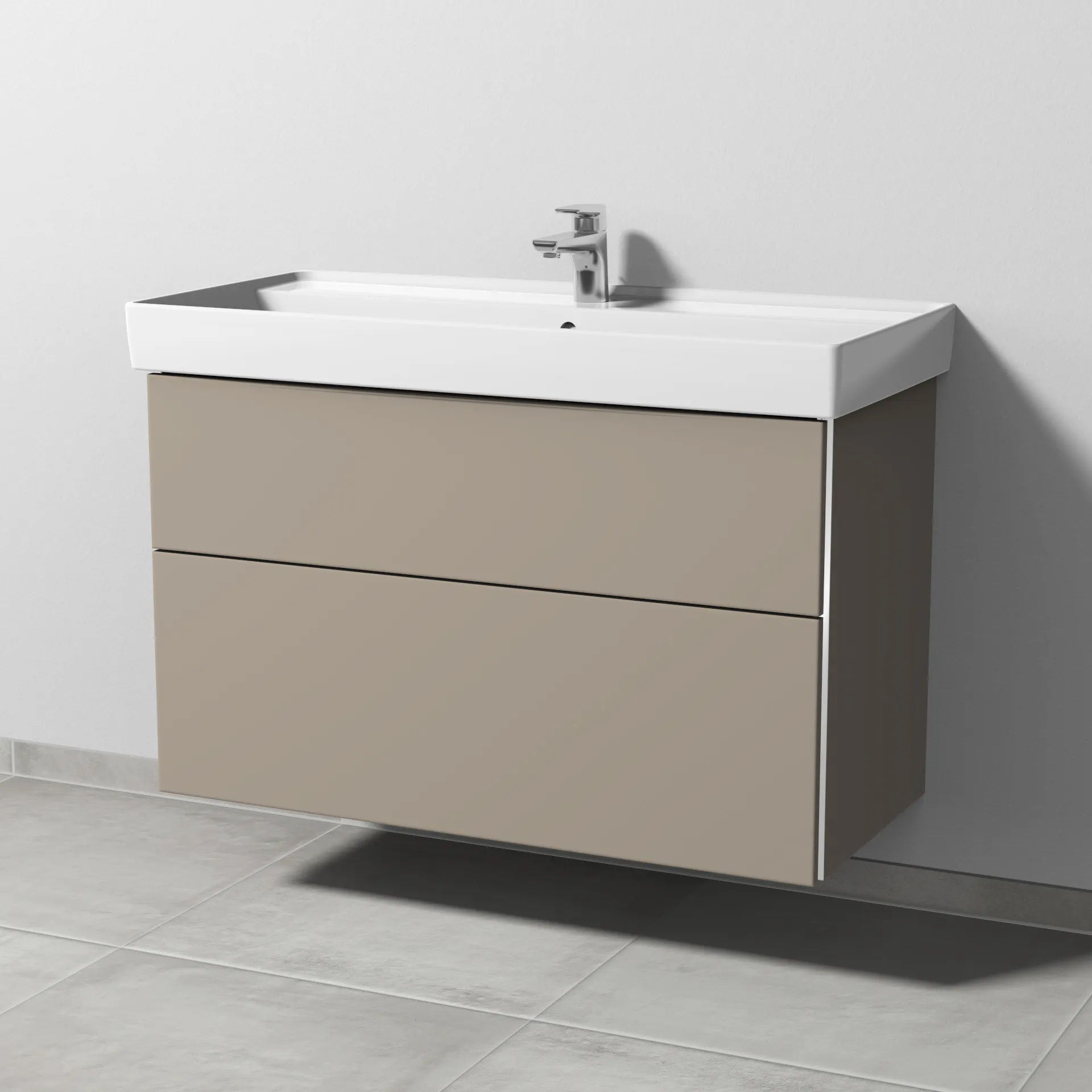 Sanipa Waschtischunterschrank „3way“ passend zu Keramik-Waschtische Collaro von Villeroy & Boch 950 × 588 × 447 mm in Sandgrau (matt)