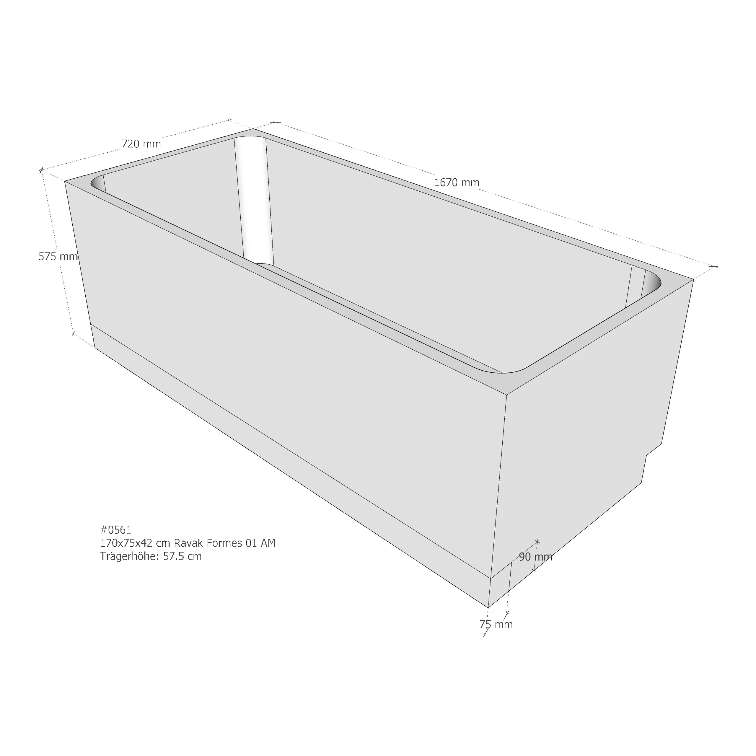 Badewannenträger für Ravak Formes 01 /Slim 170 × 75 × 42 cm