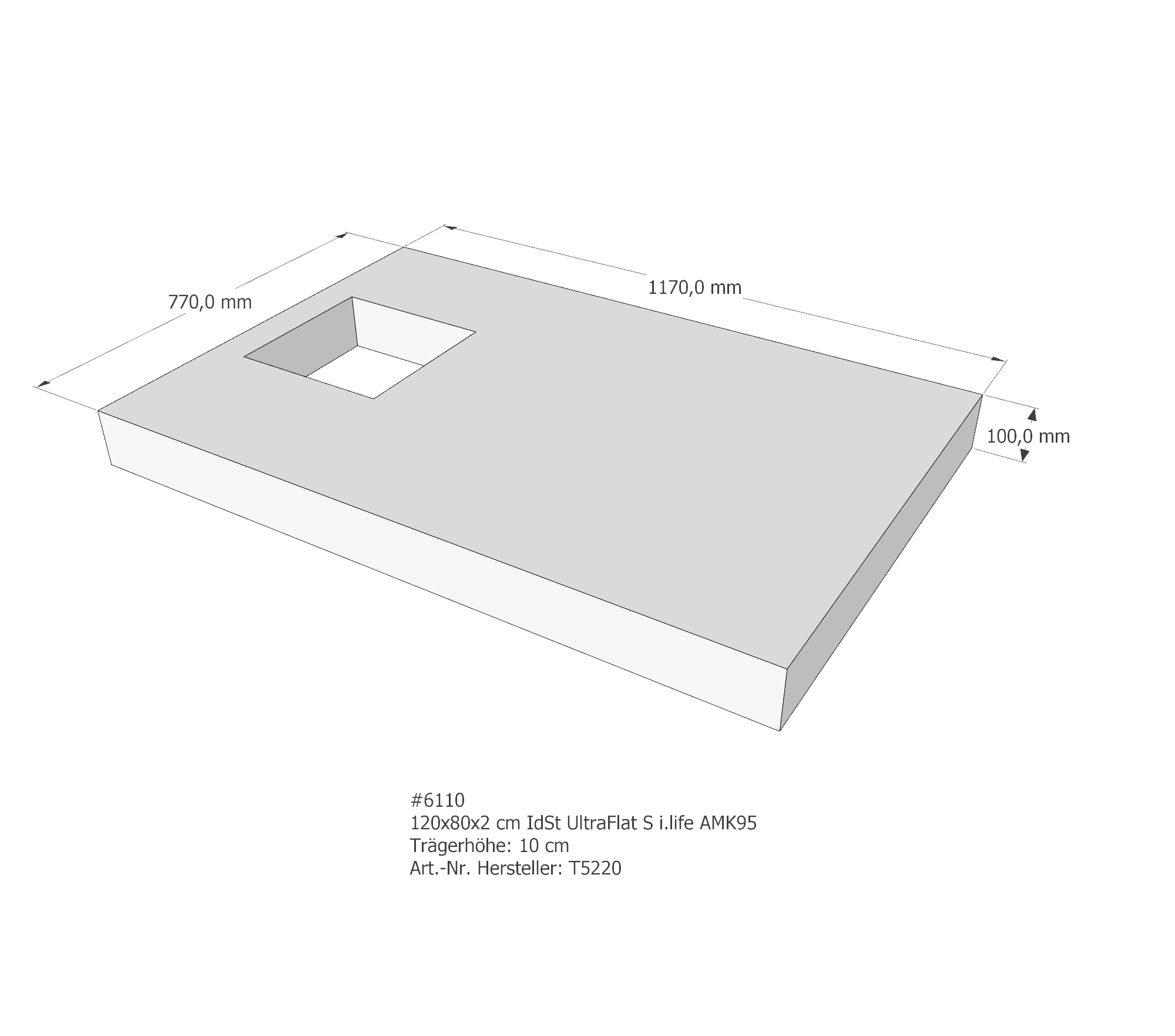 Duschwannenträger Ideal Standard Ultra Flat S i.life 120x80x2 cm AMK95