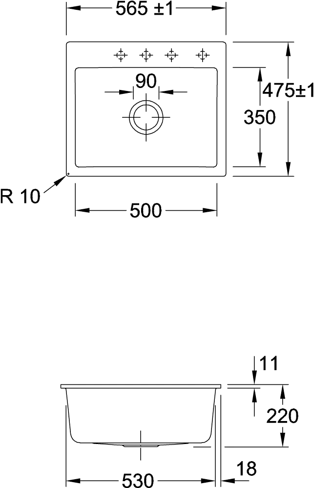 Villeroy & Boch flächenbündiges Küchenspülbecken „Subway“ 60 S flat 565 × 475 × 220 mm, für Becken mittig in Stone White Villeroy & Boch flächenbündiges Küchenspülbecken „Subway“ 60 S flat 565 × 475 × 220 mm, für Becken mittig in Stone White