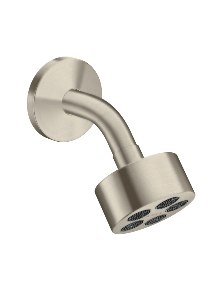 Hansgrohe AXOR One Kopfbrause 75 1jet EcoSmart Brushed Nickel, 73 mm Brausekopfgröße, PowderRain Strahlart, 8,7 l/min Durchflussmenge, verstellbarer Winkel, abnehmbare Kopfbrause, für Durchlauferhitzer geeignet