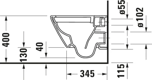 Wand-Tiefspül-WC Compact „D-Neo“ 37 × 40 × 48 cm, Befestigung sichtbar, ohne Spülrand