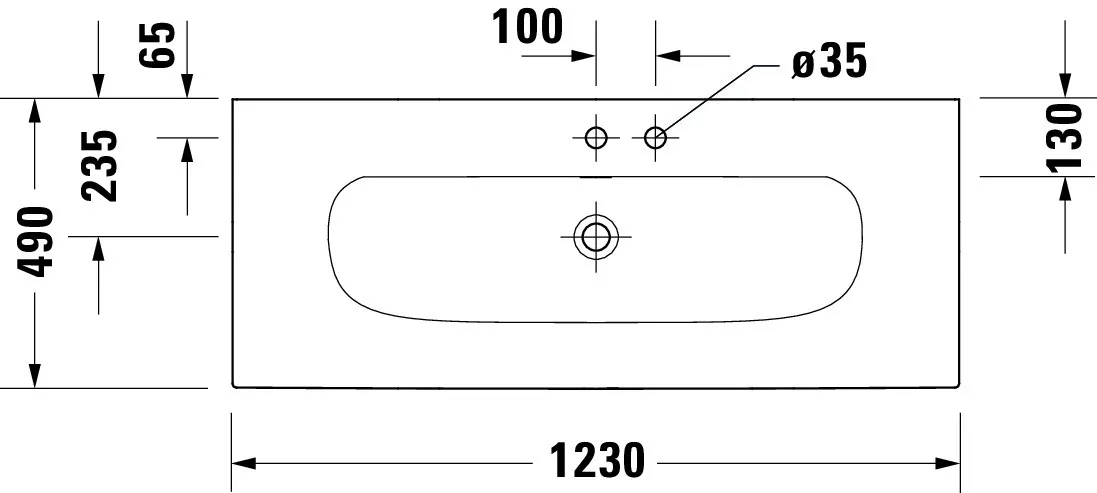 Möbelwaschtisch Viu 1230mm, Weiß mitÜL, mitHLB, 1 HL mitte