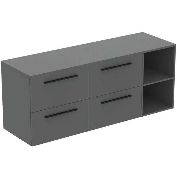 Möbel-Set 160cm i.life B 4 Auszüge 2 offene Fächer Griff Schwarz Weiß matt