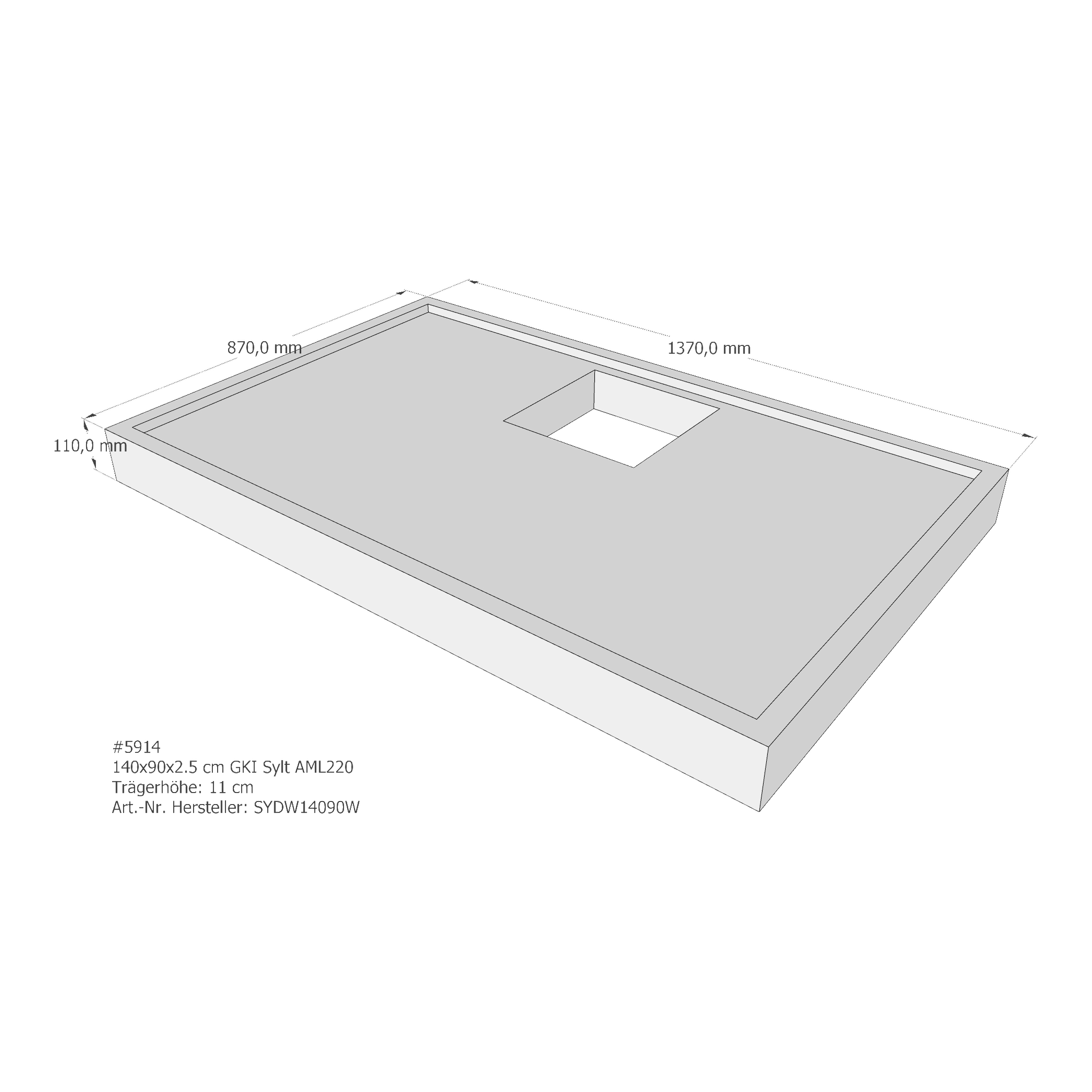 Duschwannenträger für GKI Sylt 140 × 90 × 2,5 cm Duschwannenträger für GKI Sylt 140 × 90 × 2,5 cm