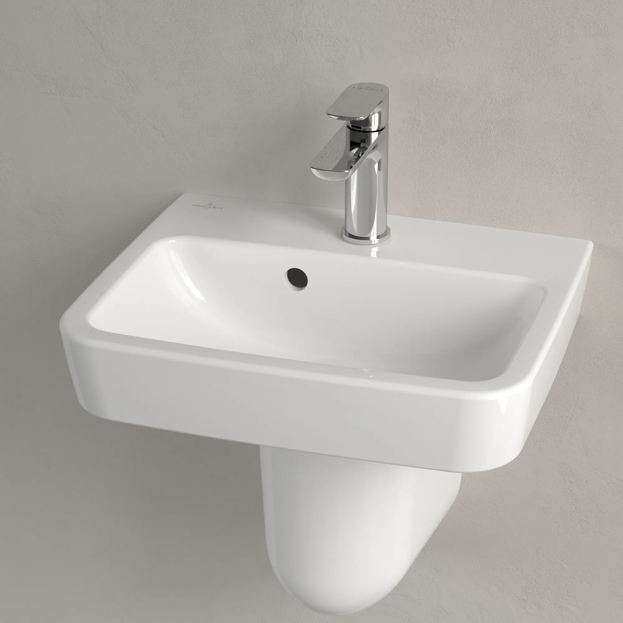 Villeroy & Boch Handwaschbecken „O.novo“ 450 × 370 × 160 mm, für Becken mittig, mit Hahnlochbohrung, Hahnlochposition mittig in Weiß Alpin Villeroy & Boch Handwaschbecken „O.novo“ 450 × 370 × 160 mm, für Becken mittig, mit Hahnlochbohrung, Hahnlochposition mittig in Weiß Alpin