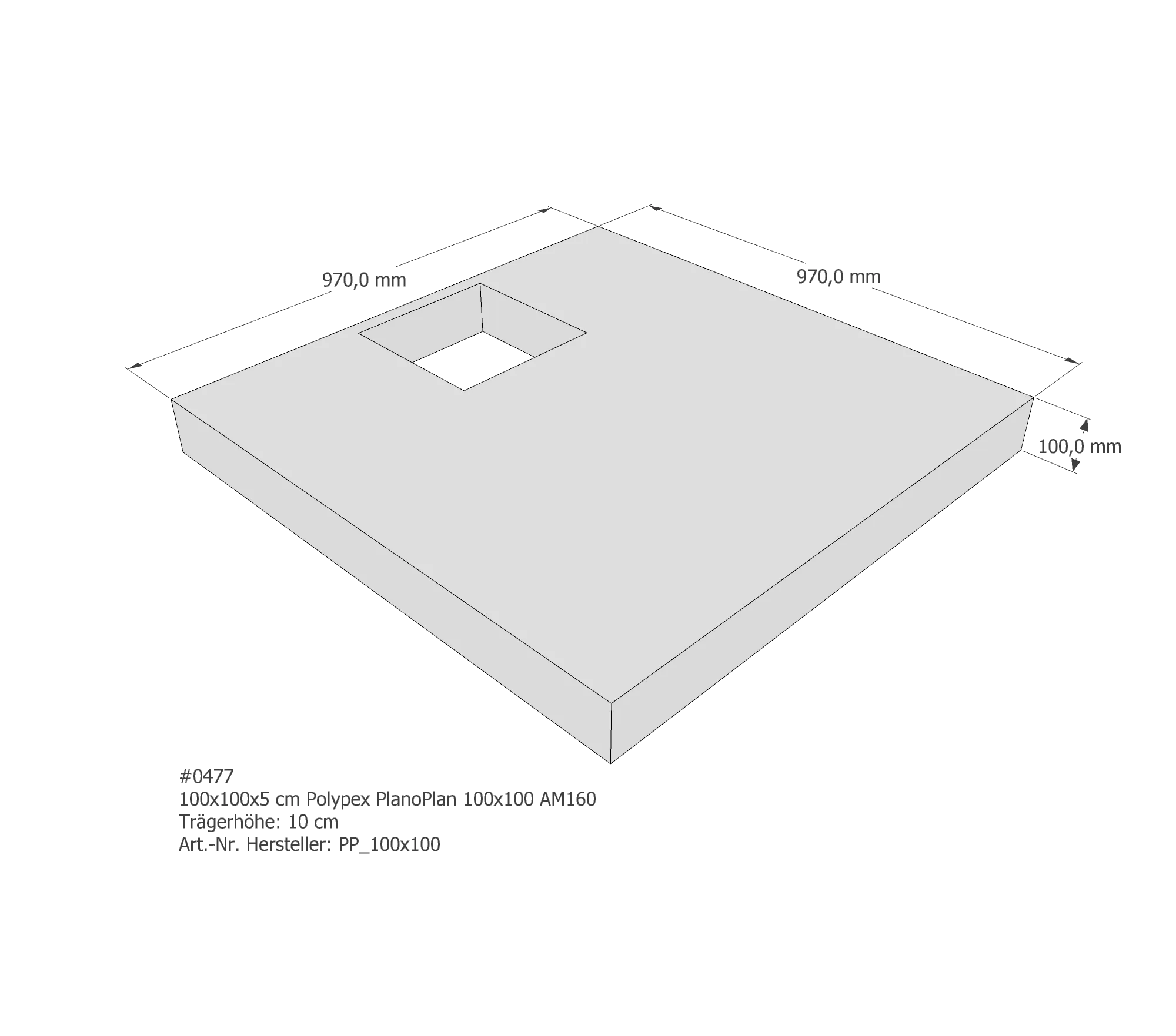 Duschwannenträger passend für Polypex PlanoPlan 100 × 100 × 5 cm