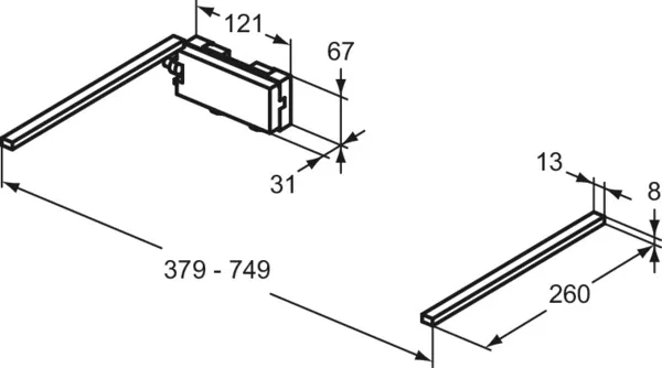 Ideal Standard FinesseMöb LED-Schubladenleuchte für 38cm tiefe Unterschränke, 4000 Kelvin