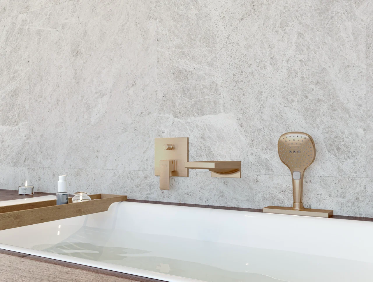Hansgrohe Metropol Einhebel-Wannenmischer Unterputz, Brushed Bronze, Keramikmischsystem, einstellbare Temperaturbegrenzung, automatische Rückstellung, Schalldämpfer