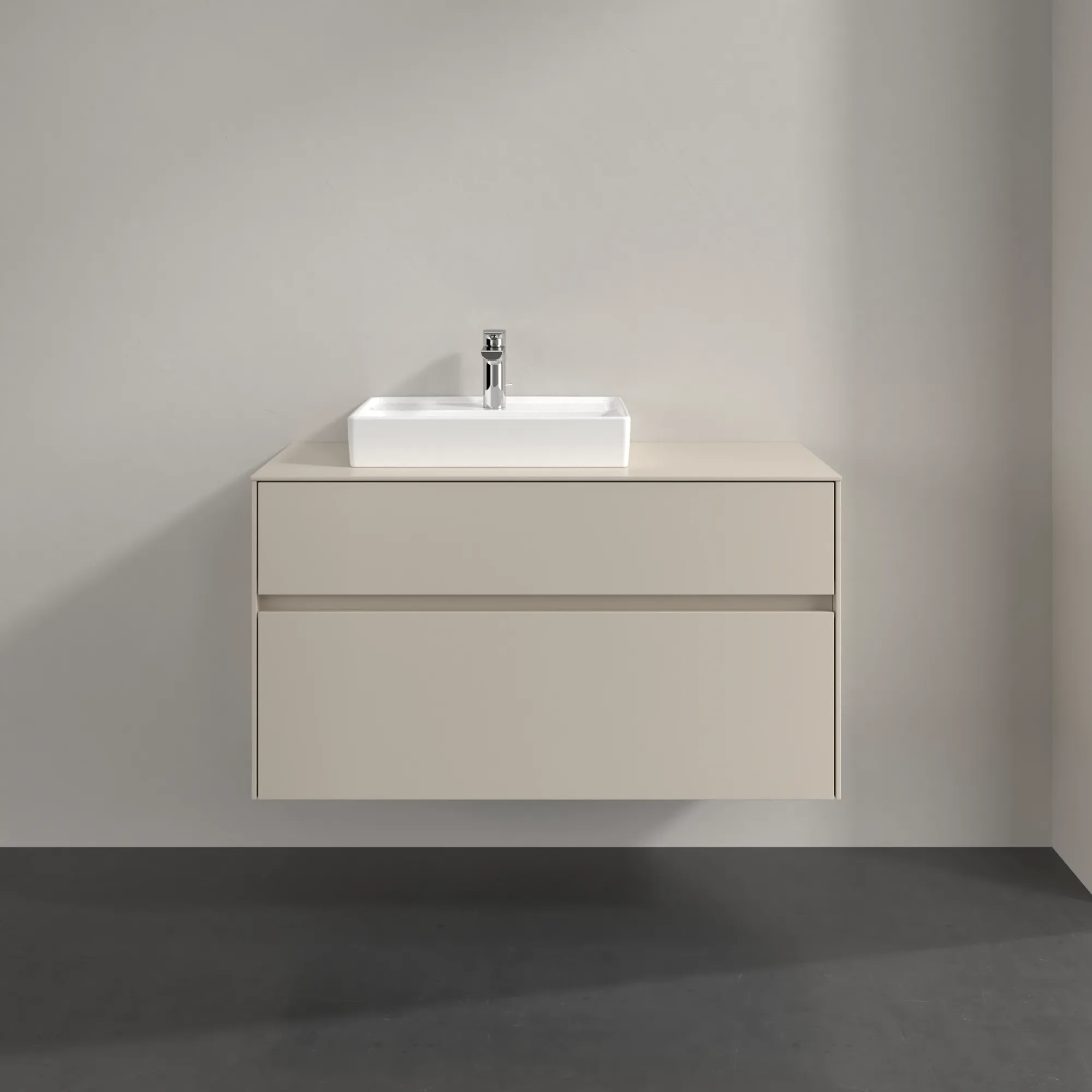 Villeroy & Boch Waschbeckenunterschrank Collaro C01400, Cashmere Grey, 1000x548x500 mm, Eckig, 2 Auszüge mit SoftClosing, 1 Waschbecken Villeroy & Boch Waschbeckenunterschrank Collaro C01400, Cashmere Grey, 1000x548x500 mm, Eckig, 2 Auszüge mit SoftClosing, 1 Waschbecken