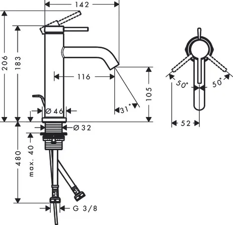 Tecturis S Einhebel-Waschtischmischer 110 mit Zugstangen-Ablaufgarnitur Chrom Tecturis S Einhebel-Waschtischmischer 110 mit Zugstangen-Ablaufgarnitur Chrom