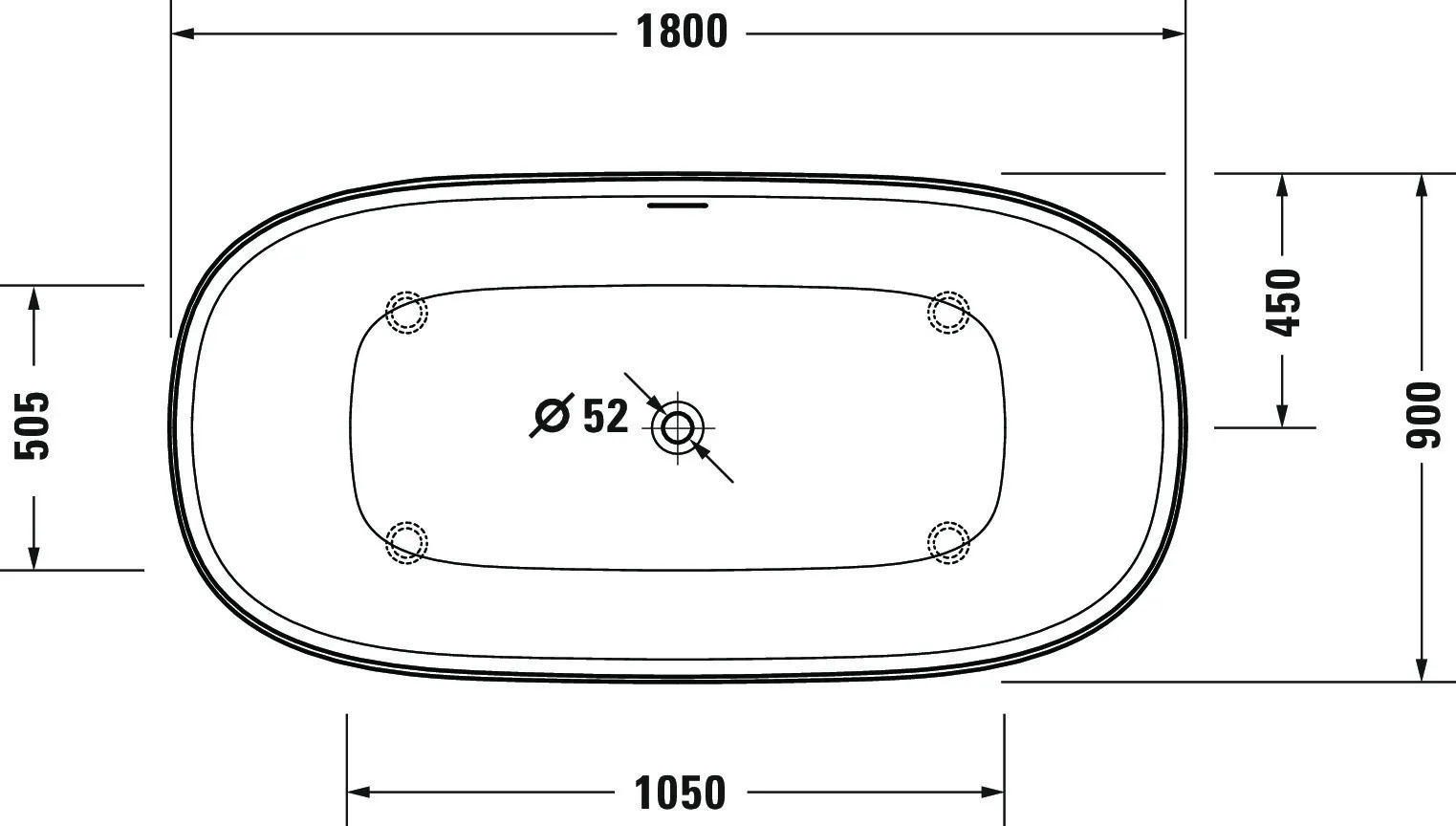 Duravit Badewanne „Zencha“ freistehend oval 180 × 90 cm