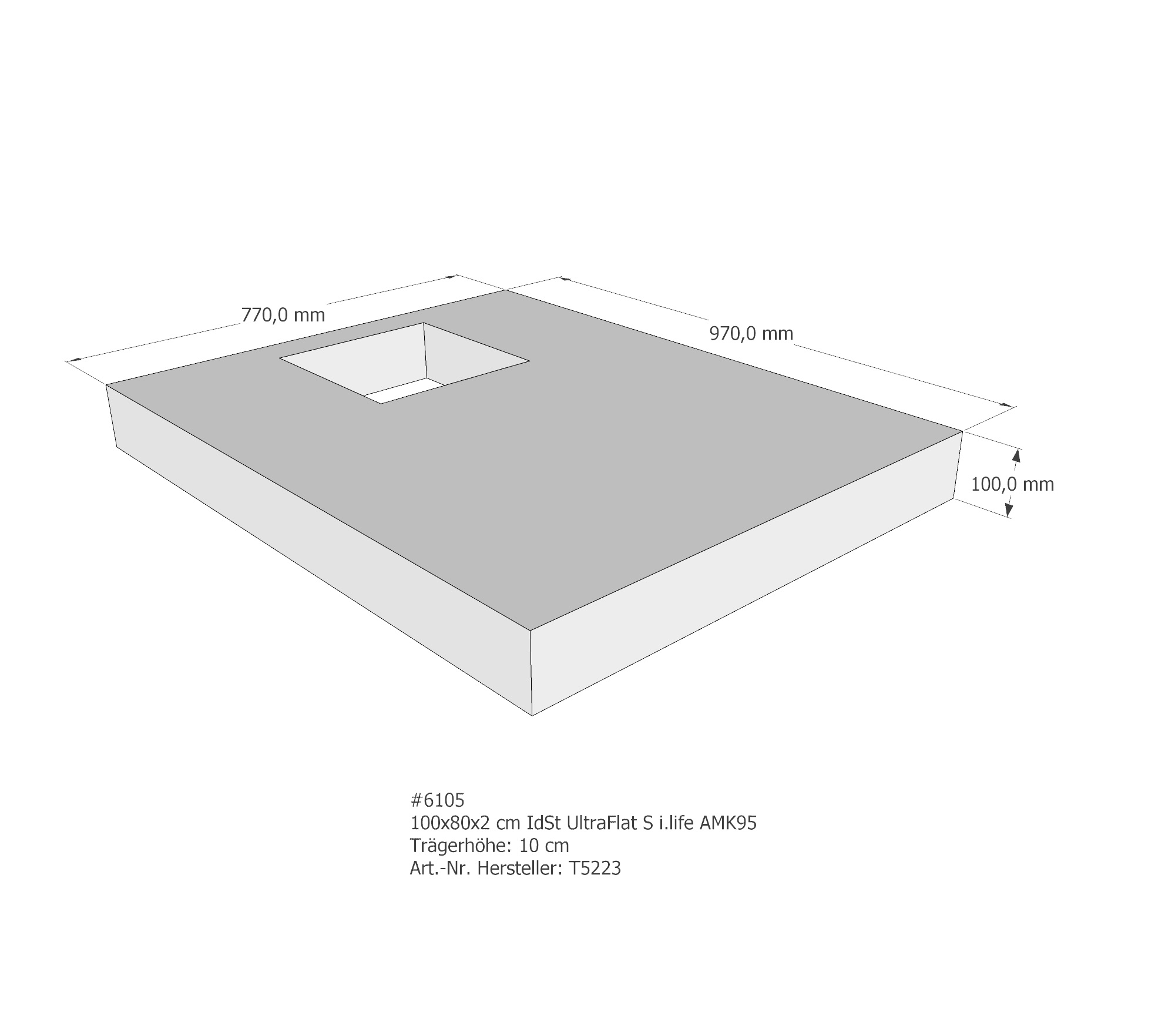 Duschwannenträger Ideal Standard Ultra Flat S i.life 100x80x2 cm AMK95