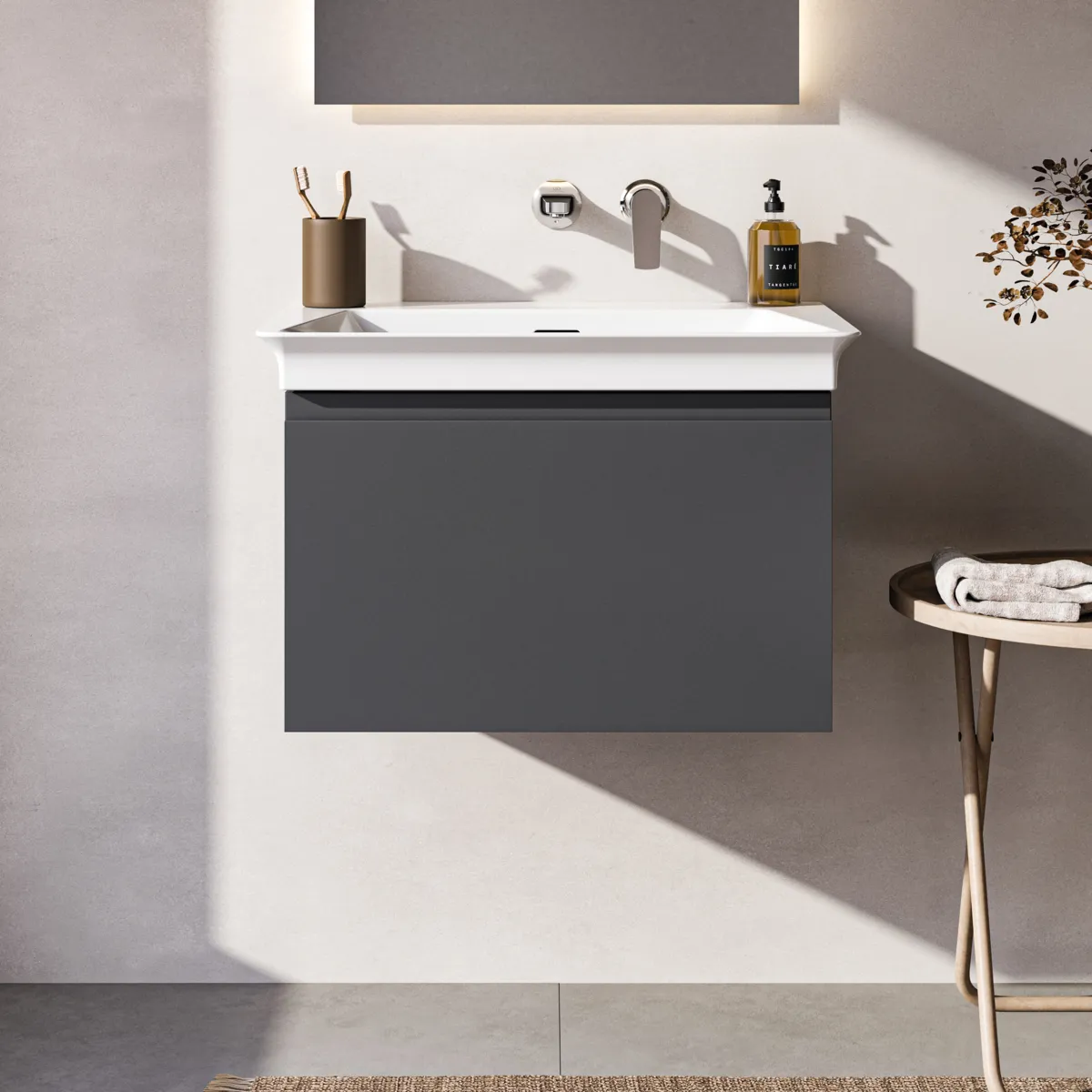 Ideal Standard Möbelwaschtischunterschrank Finesse 600x440x375mm 1 Auszug Anthrazit matt Ideal Standard Möbelwaschtischunterschrank Finesse 600x440x375mm 1 Auszug Anthrazit matt