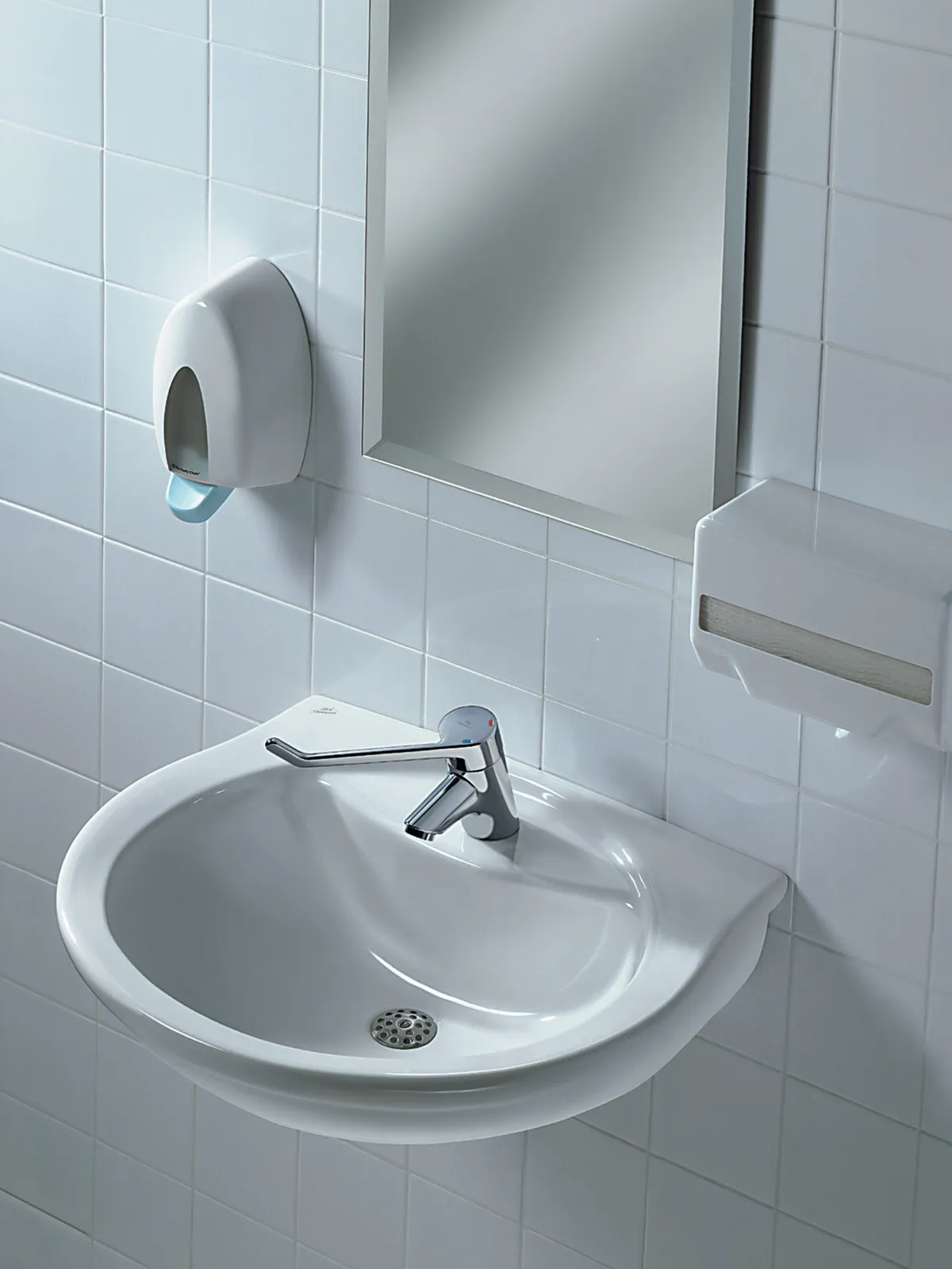 Waschtisch-Sicherheitsarmatur Ceraplus, ohne Ablgarn, Bedienhebel 180mm, Ausladung 109mm, Chrom Waschtisch-Sicherheitsarmatur Ceraplus, ohne Ablgarn, Bedienhebel 180mm, Ausladung 109mm, Chrom