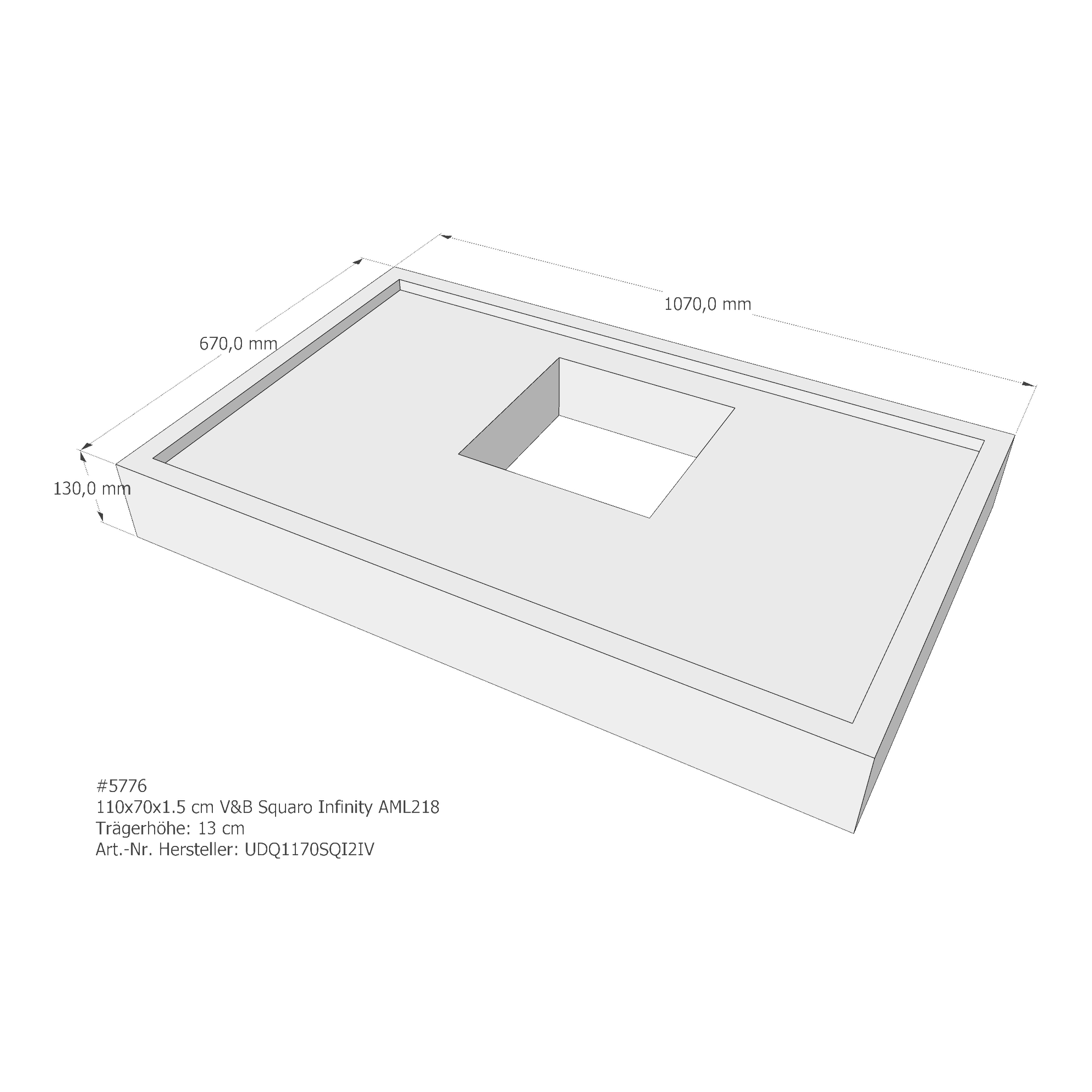 Duschwannenträger für Villeroy & Boch Squaro Infinity 110 × 70 × 1,5 cm
