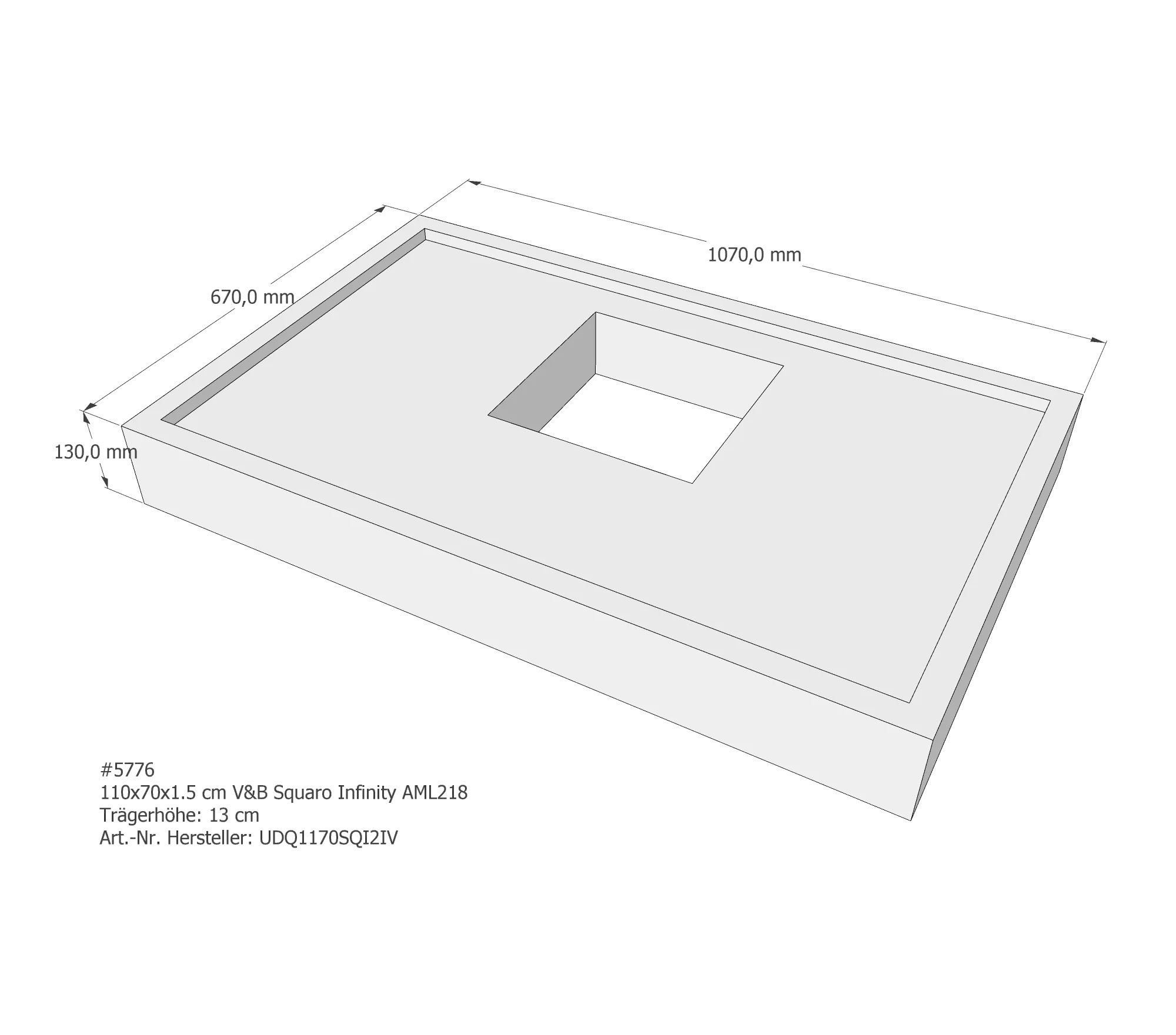 Duschwannenträger für Villeroy & Boch Squaro Infinity 110 × 70 × 1,5 cm Duschwannenträger für Villeroy & Boch Squaro Infinity 110 × 70 × 1,5 cm