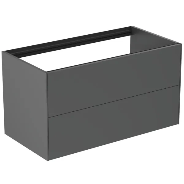 Ideal Standard Waschtischunterschrank Conca, Anthrazit matt, 1000x505x540 mm, 2 Auszüge mit Push-Open und Softclose-Einzug, ohne Platte