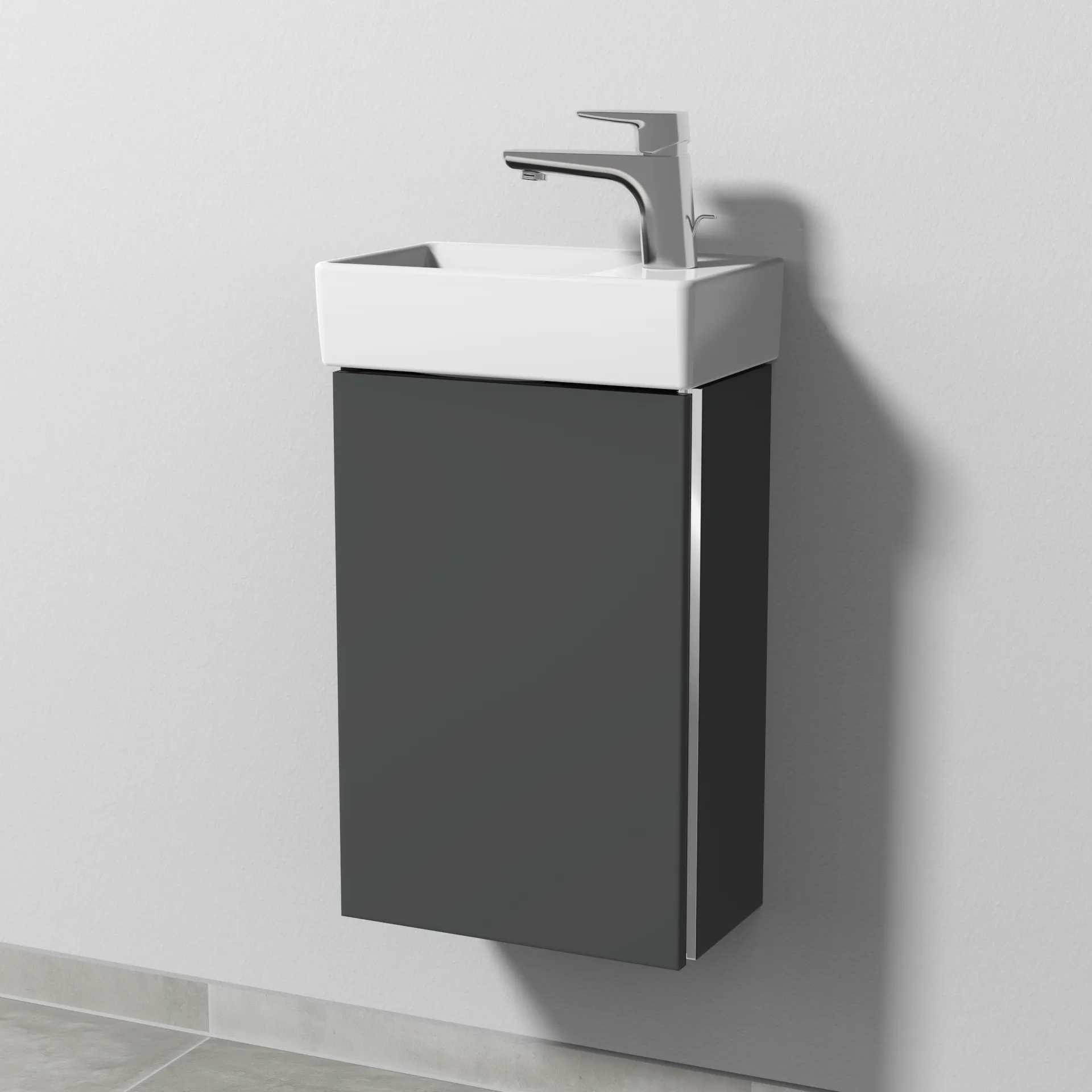 Sanipa Waschtischunterschrank „3way“ passend zu Keramik-Waschtische Avento von Villeroy & Boch 340 × 510 × 202 mm in Anthrazit (matt), Anschlag links