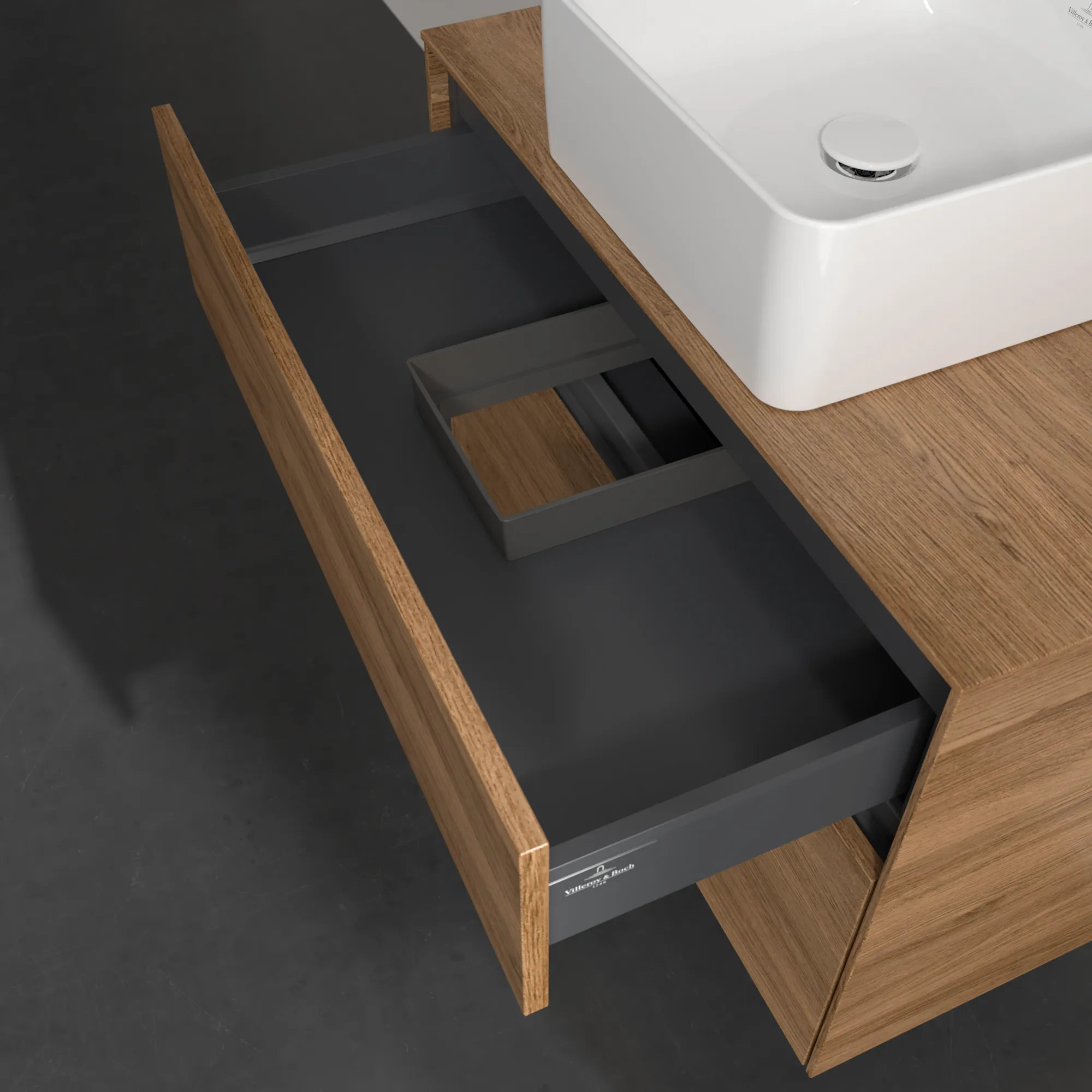 Villeroy & Boch Waschtischunterschrank „Collaro“ 800 × 548 × 500 mm Kansas Oak, ohne Beleuchtung, für Becken mittig Villeroy & Boch Waschtischunterschrank „Collaro“ 800 × 548 × 500 mm Kansas Oak, ohne Beleuchtung, für Becken mittig