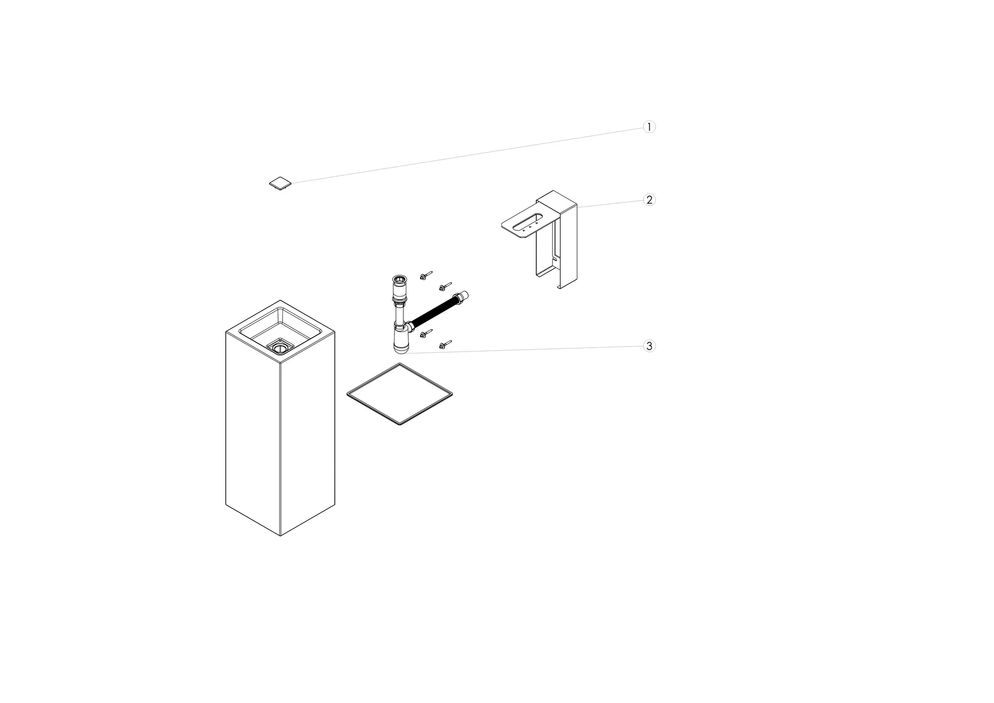 Waschbecken „Q-Serie“ 325 × 365 × 900 mm, mittig mit ProShield