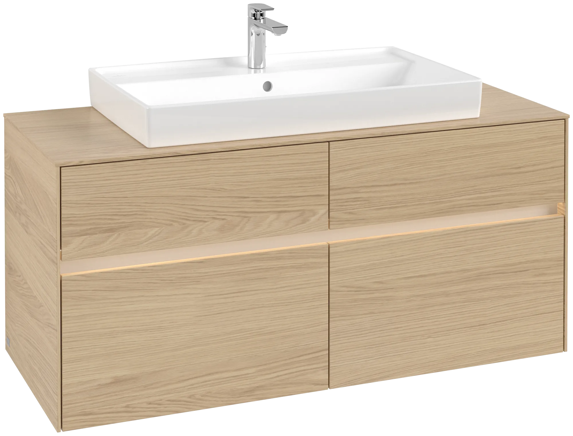 Villeroy & Boch Waschtischunterschrank „Collaro“ 1200 × 548 × 500 mm Nordic Oak, mit Beleuchtung, für Becken mittig