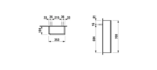 Laufen Halbhochschrank „LANI“ 353 × 700 × 184 mm Wildeiche, Anschlag rechts