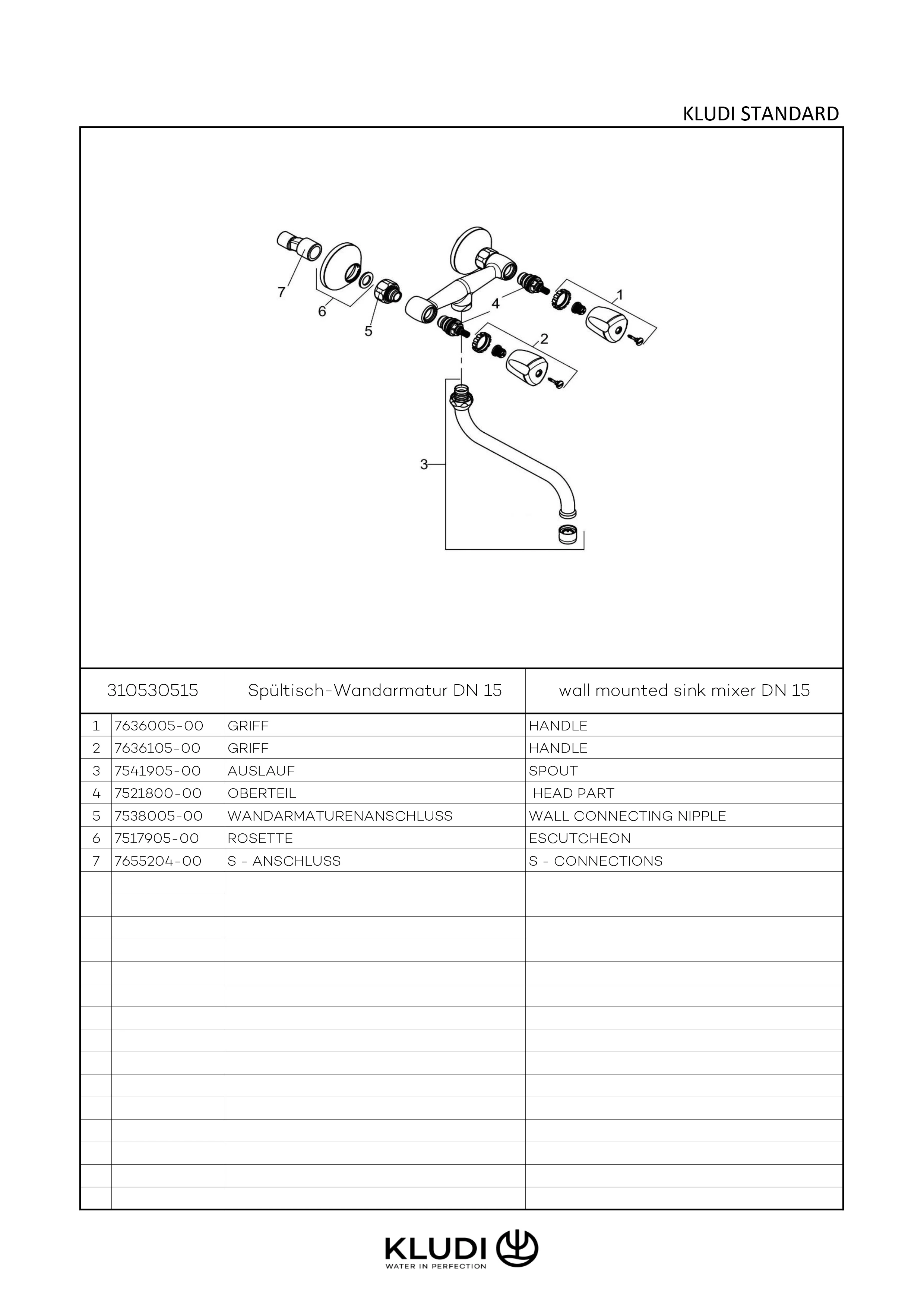 STANDARD Spültisch-Wandarmatur Kst.-Terralux, Ausladung 260 mm, chrom