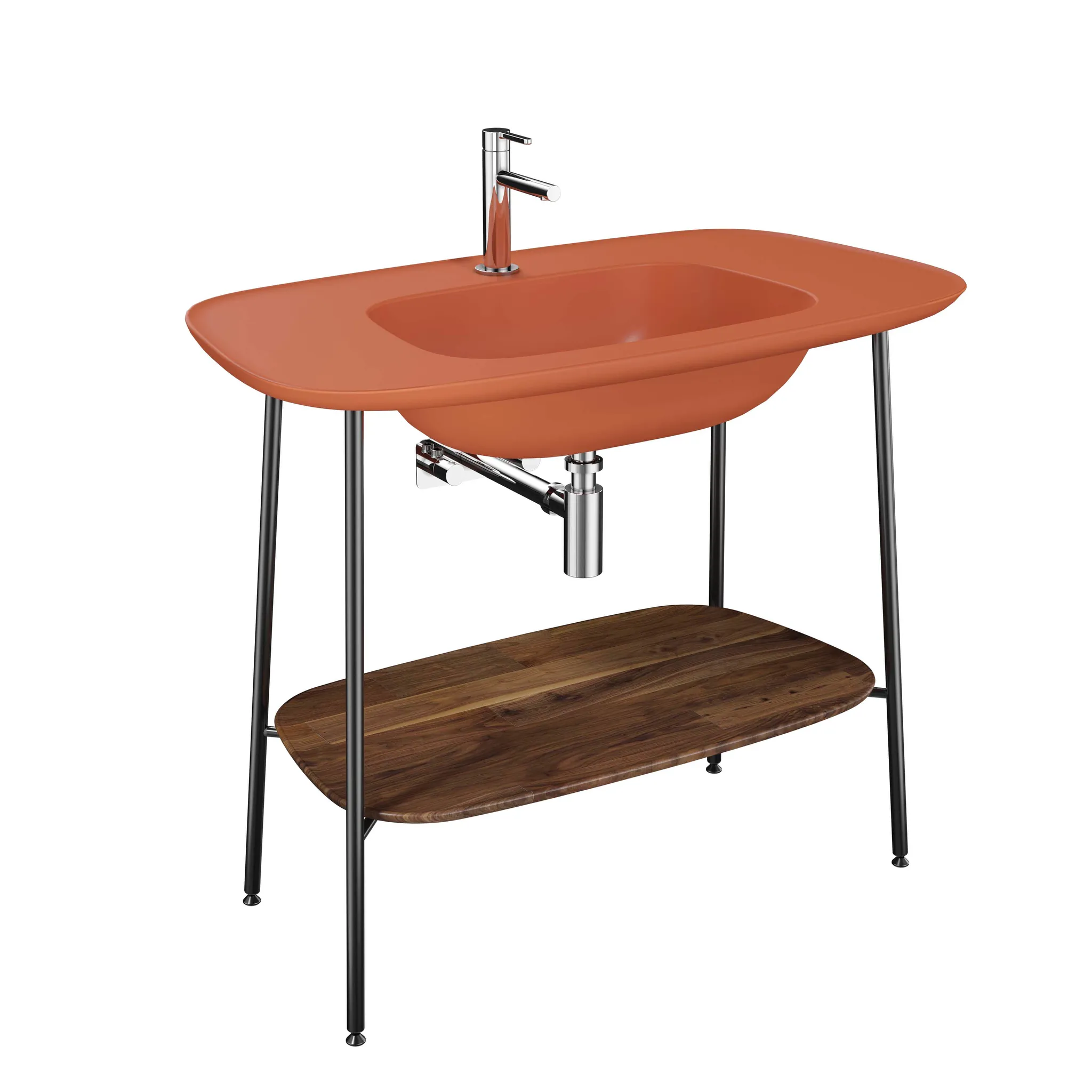 VitrA Plural Set 100 cm Waschtischunterbau + Möbelwaschtisch Eiche Dunkel Echtholz Rote Erde Matt VitrA Plural Set 100 cm Waschtischunterbau + Möbelwaschtisch Eiche Dunkel Echtholz Rote Erde Matt