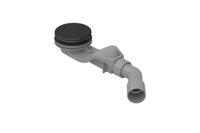 Bette Ablaufgarnitur BetteSolid 30 raven Antirutsch Pro - 415x120x48 mm, seitlich, Ab- und Überlauf, Duschwanne/Duschfläche, 0,6 l/s, glasierter Titan-Stahl