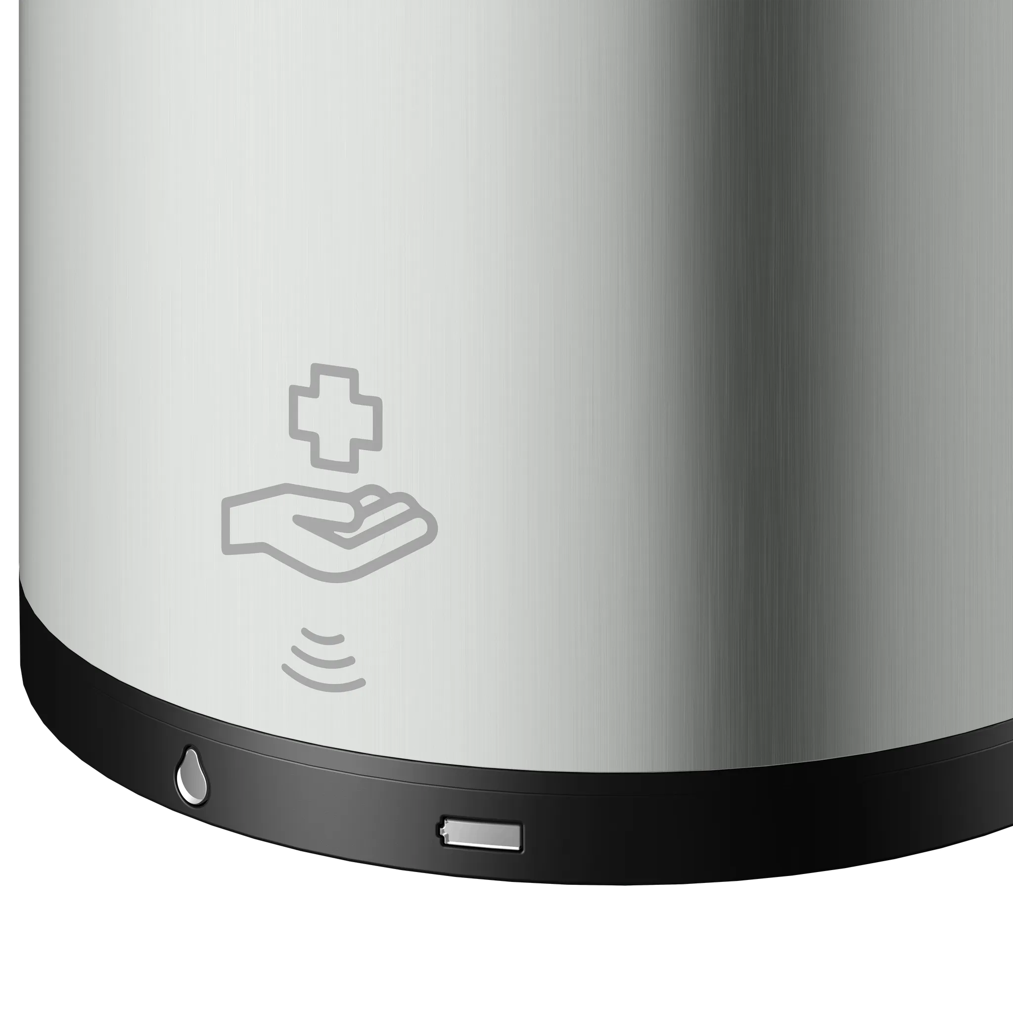 KEUCO PLAN Sensor-Desinfektionsmittelspender für Flüssigdesinfektion und Desinfektionsgel, Edelstahl-finish / schwarz