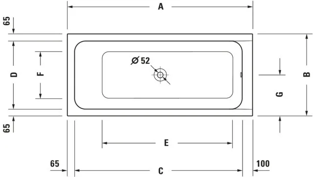 Duravit Badewanne „D-Code“ rechteck 1700 × 700 mm, Mittelablauf in Weiß Duravit Badewanne „D-Code“ rechteck 1700 × 700 mm, Mittelablauf in Weiß
