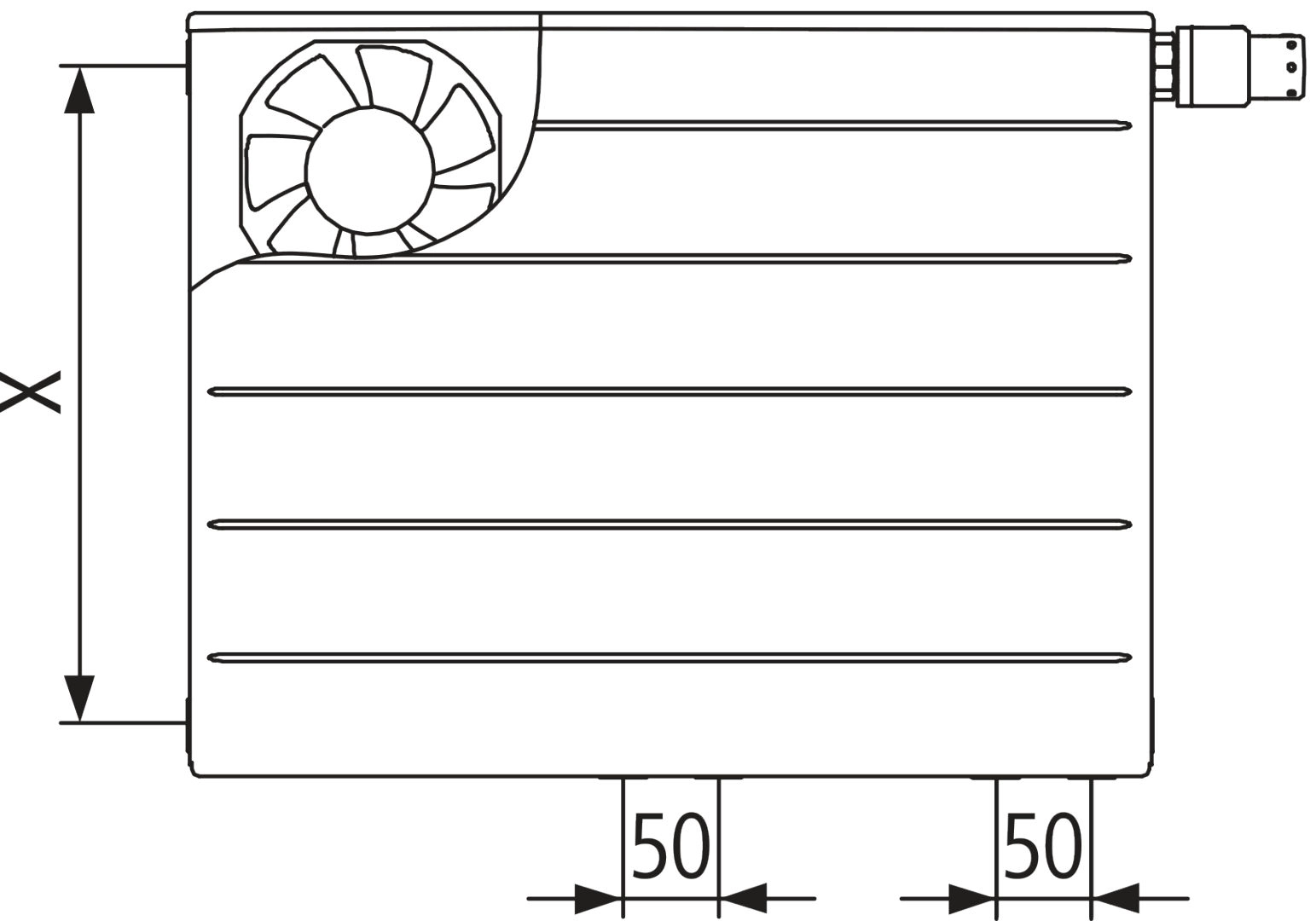 Kermi Wärmepumpen-Design-Flachheizkörper „x-flair Line-Vplus“ 60 × 90 cm in Farbkonzept