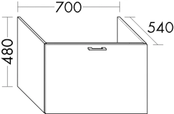 Waschtischunterschrank Sys30 von burgbad – 700 mm breit, 480 mm hoch, 540 mm tief, inkl. Raumsparsiphon