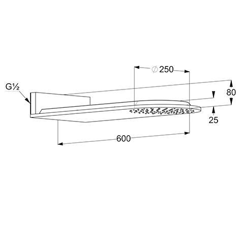 A-QA Kopfbrause Regen abgerundet 300mm breit chrom