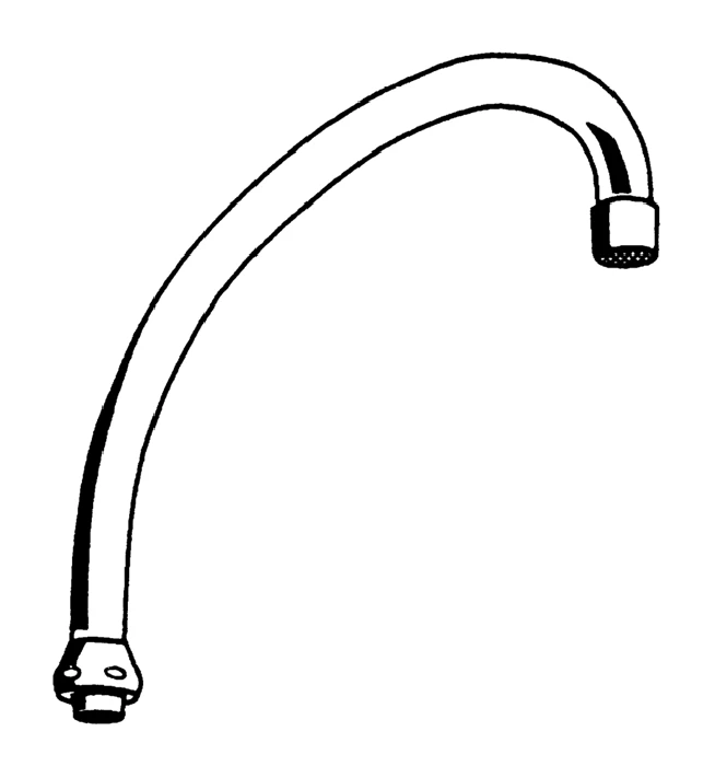 Rohrauslauf 13070, für Küchen-Standbatterien, 1/2″, Auslauf mit Mousseur, Verschraubung 3/4″, Ausladung 185 mm, chrom