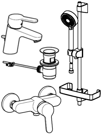 HA Badezimmer Armaturen Paket HANSAPRIMO 4901 DN15 Chrom