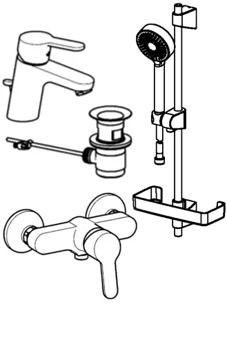 HansaPRIMO Wasserhahn-Set Badezimmer Armaturen Paket HansaPRIMO 4901 DN15 Chrom