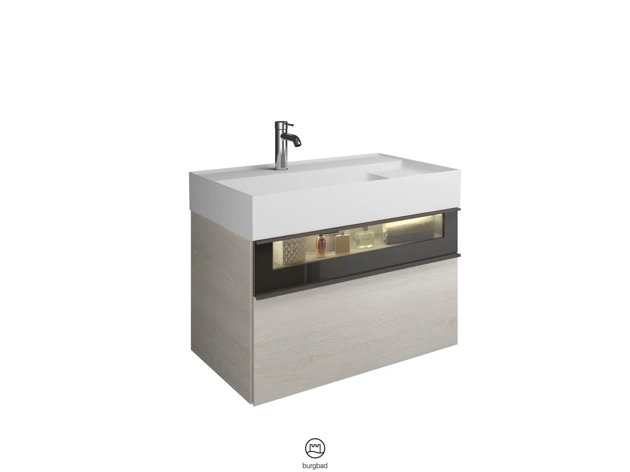 burgbad Yumo Mi-Waschtisch inkl. WTU (SFMX082), Mineralguss, 470x815x610, PG1 burgbad Yumo Mi-Waschtisch inkl. WTU (SFMX082), Mineralguss, 470x815x610, PG1