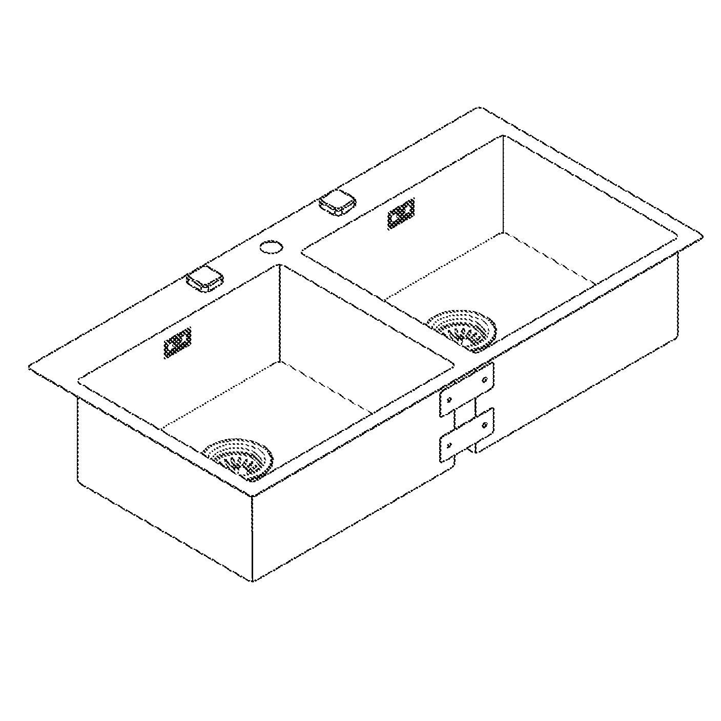 Edelstahlspüle K800 31585_1, Modell: K800 120-S 102,4/51 2.0, Montageart: flächenbündig, Maße: 1024 x 510 mm, 2 Becken: 462 x 400 x 200 mm, edelstahl