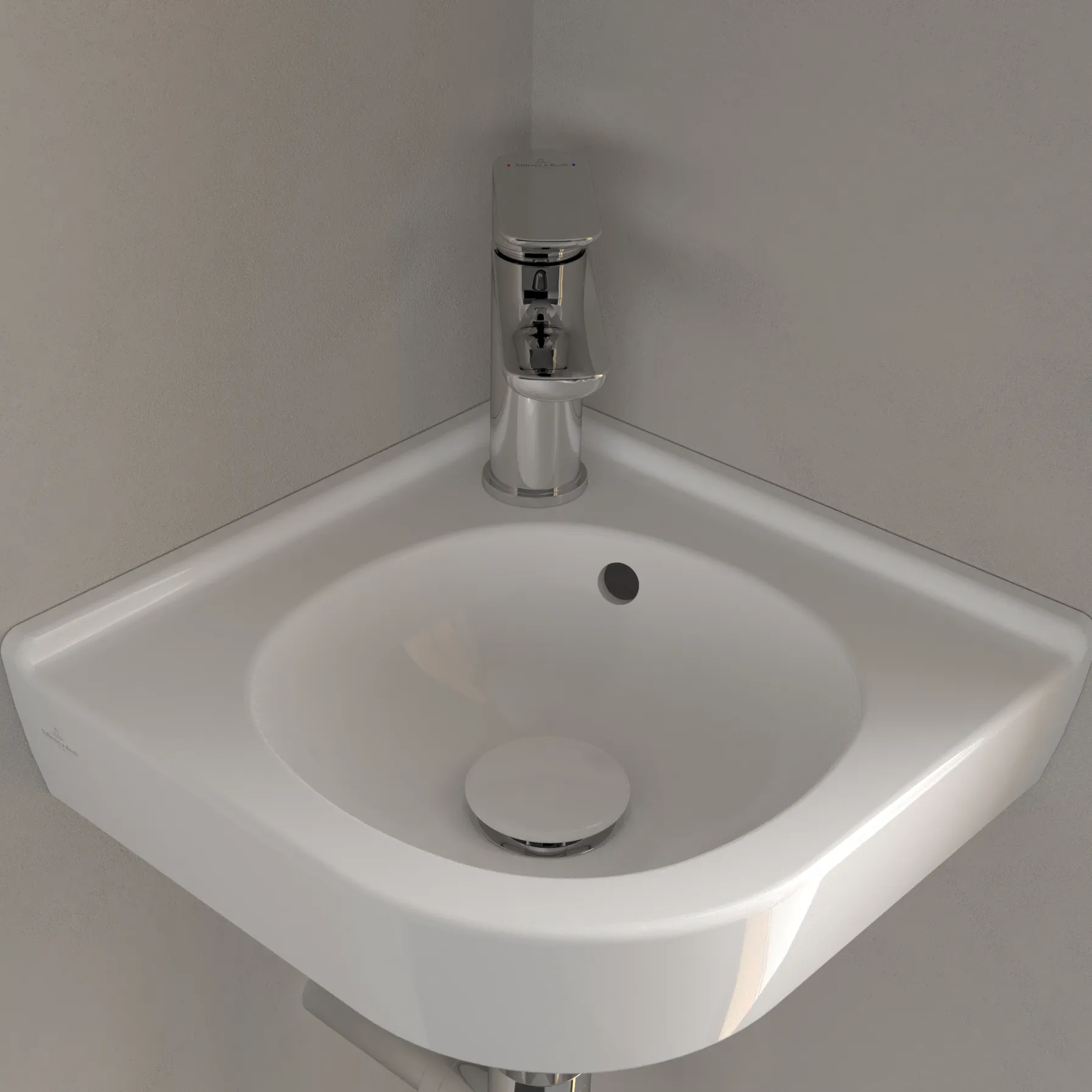 Villeroy & Boch Eck-Handwaschbecken „O.novo“ 400 × 320 × 145 mm, für Becken mittig, mit Hahnlochbohrung, Hahnlochposition mittig in Weiß Alpin Villeroy & Boch Eck-Handwaschbecken „O.novo“ 400 × 320 × 145 mm, für Becken mittig, mit Hahnlochbohrung, Hahnlochposition mittig in Weiß Alpin
