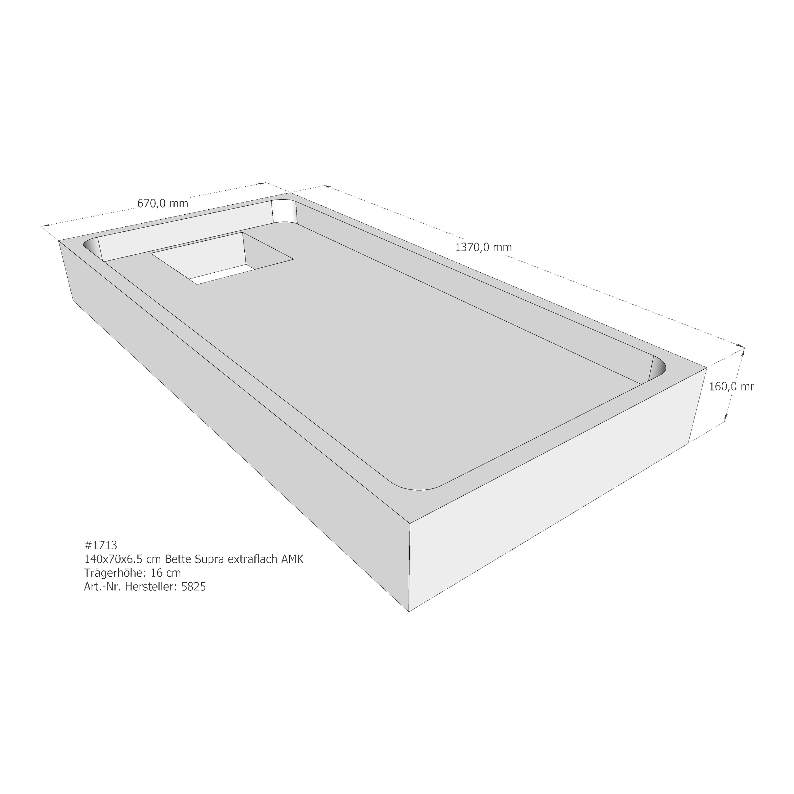 Duschwannenträger Bette BetteSupra (extraflach) 140x70x6,5 cm AMK210