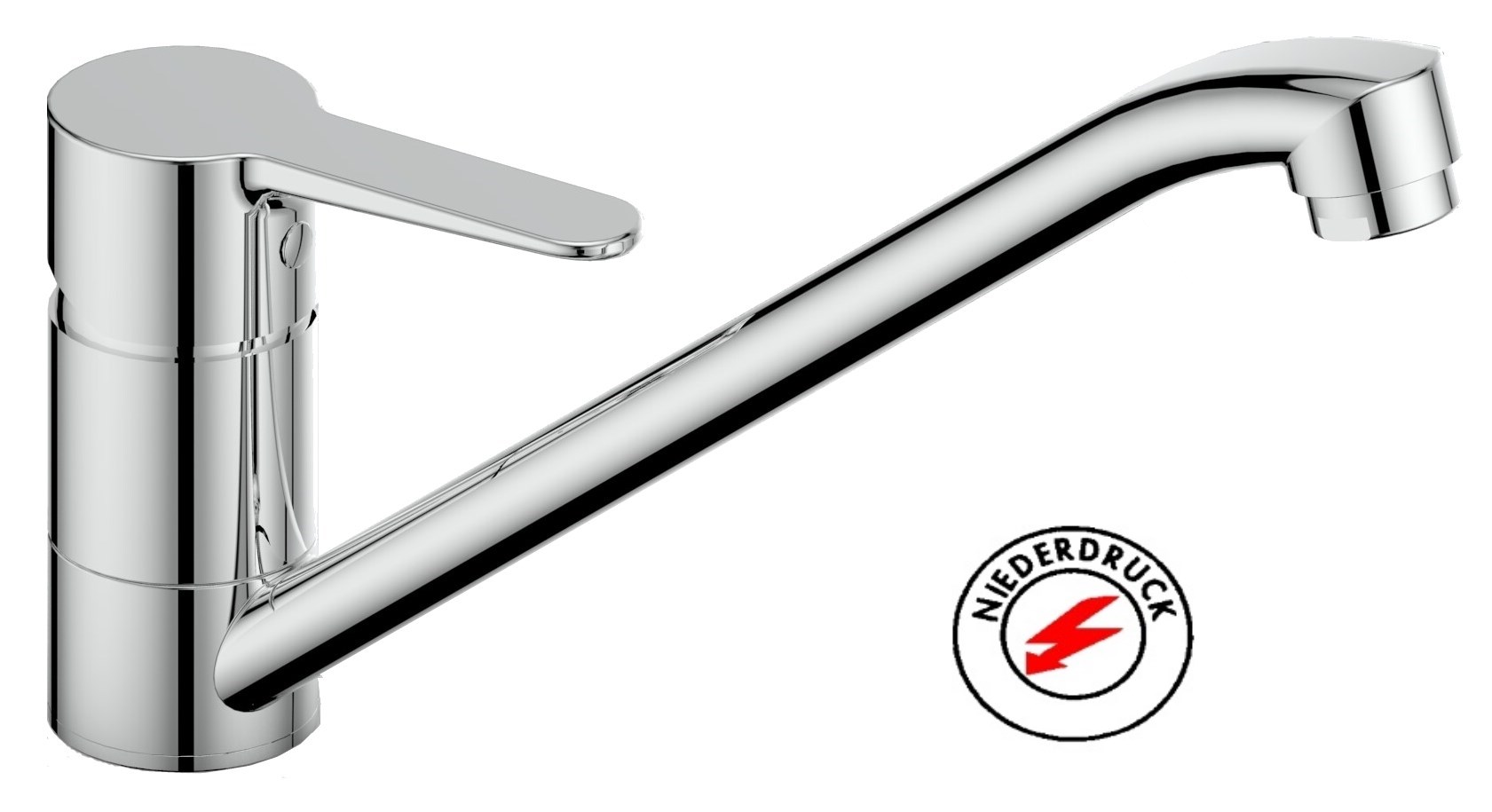 Spültisch-Einhandbatterie AqvaBasic III für offene Heißwasserbereiter - schwenkbarer Auslauf - Kartusche mit keramischen Dichtscheiben - Heißwassersperre - Wassermengendurchfluss- Regulierung - flexible Druckschläuche 3/8“, DVGW W270 - chrom Spültisch-Einhandbatterie AqvaBasic III für offene Heißwasserbereiter - schwenkbarer Auslauf - Kartusche mit keramischen Dichtscheiben - Heißwassersperre - Wassermengendurchfluss- Regulierung - flexible Druckschläuche 3/8“, DVGW W270 - chrom