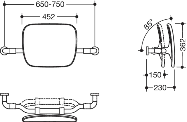 Rückenstütze LifeSystem Wandmontage weiß hochgl.- weiß matt Rückenstütze LifeSystem Wandmontage weiß hochgl.- weiß matt
